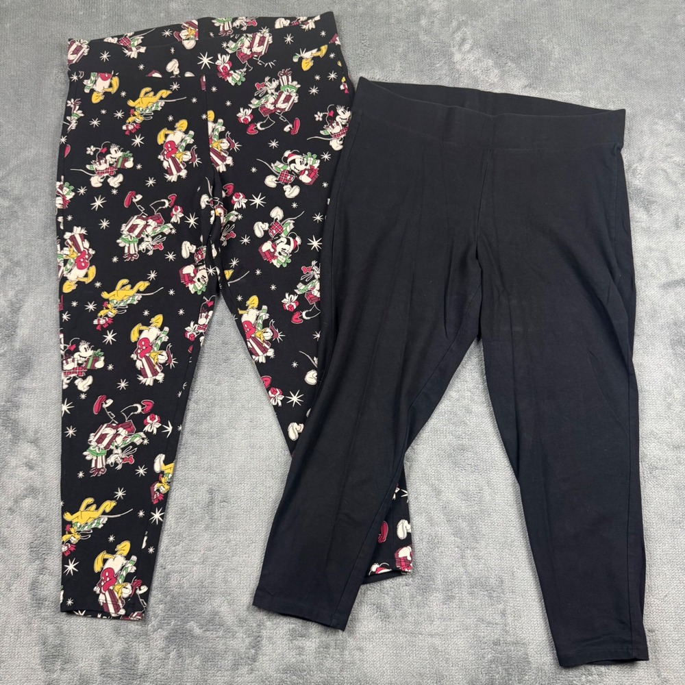 Disney Mickey Mouse Leggings Bundle Size 2 Holiday Print and Graphic Black Pants